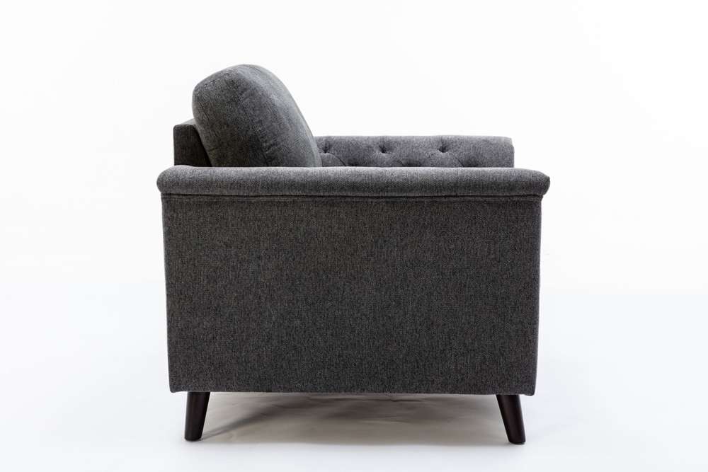 Lilola Home - Stanton Dark Gray Linen Chair with Tufted Arms - 89730-C veiw 4