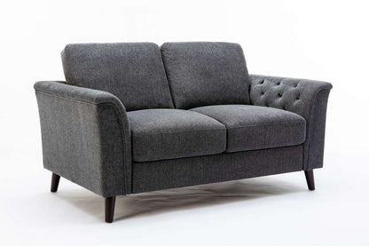Lilola Home - Stanton Dark Gray Linen Loveseat with Tufted Arms - 89730-L veiw 2