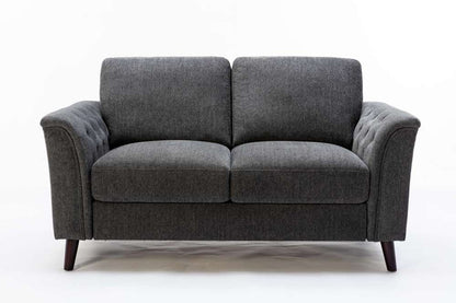 Lilola Home - Stanton Dark Gray Linen Loveseat with Tufted Arms - 89730-L veiw 3