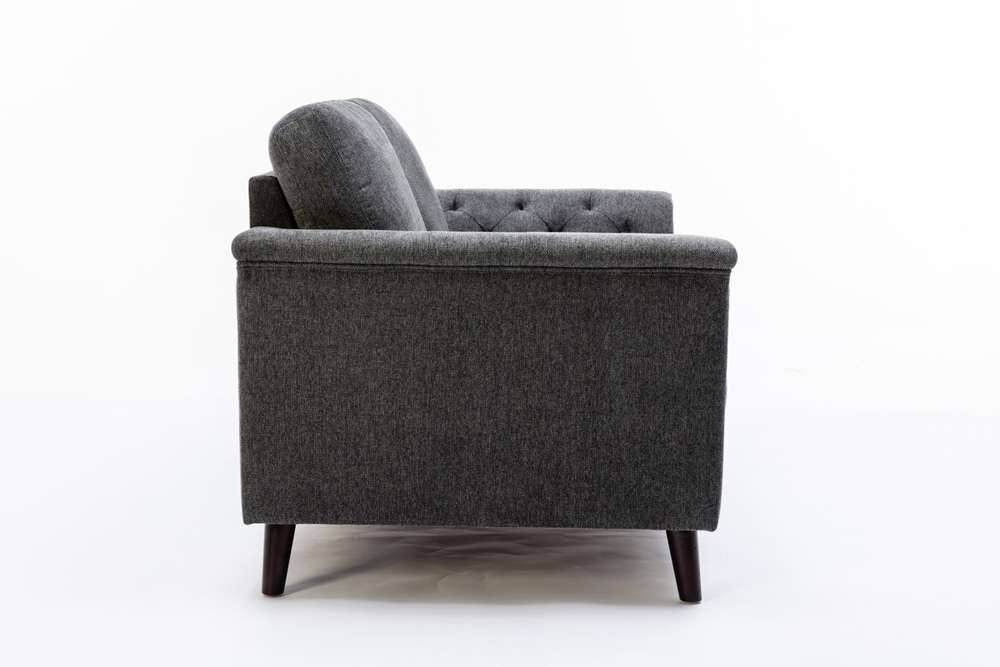 Lilola Home - Stanton Dark Gray Linen Loveseat with Tufted Arms - 89730-L veiw 4