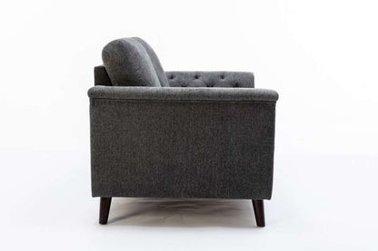 Lilola Home - Stanton Dark Gray Linen Loveseat with Tufted Arms - 89730-L veiw 4