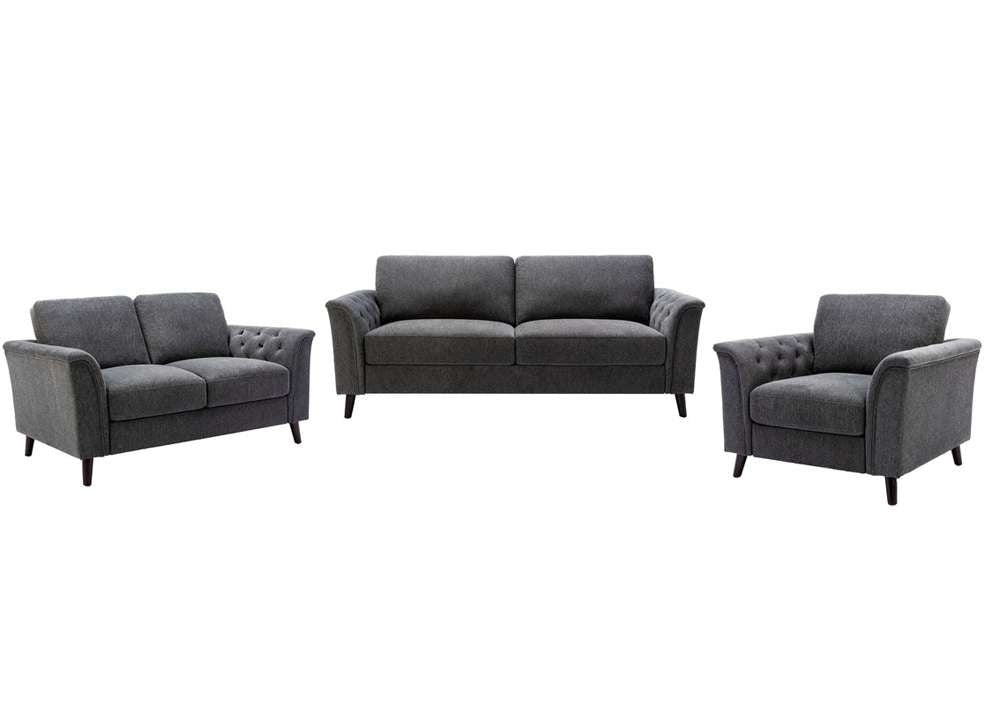 Lilola Home - Stanton Dark Gray Linen Sofa Loveseat Chair Living Room Set - 89730-SLC veiw 1