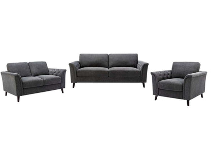 Lilola Home - Stanton Dark Gray Linen Sofa Loveseat Chair Living Room Set - 89730-SLC veiw 2