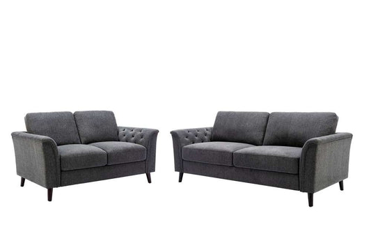 Lilola Home - Stanton Dark Gray Linen Sofa Loveseat Living Room Set - 89730-SL veiw 1