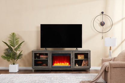 Lilola Home - Summit 70"W Gray Walnut Finish TV Stand Console with Fireplace and Heater - 97039