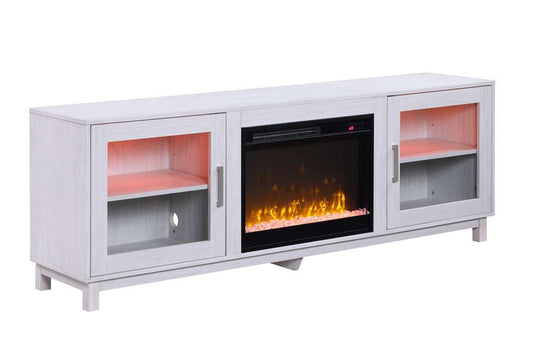 Lilola Home - Summit 70inW White Walnut Finish TV Stand Console with Fireplace - 97032 veiw 1