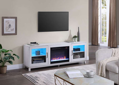 Lilola Home - Summit 70inW White Walnut Finish TV Stand Console with Fireplace - 97032 veiw 6