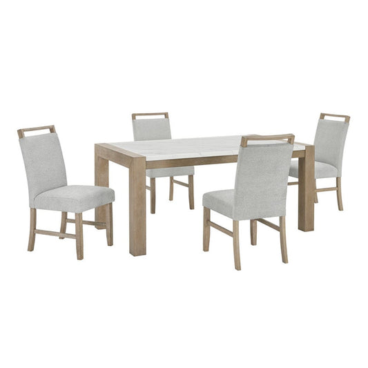 Lilola Home - Tabitha 5Pc 66" Rectangular White Faux Marble Top Dining Set in Light Oak Finish - 30060-1 view 2