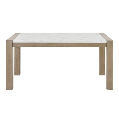 Lilola Home - Tabitha 7Pc 66" Rectangular White Faux Marble Top Dining Set in Light Oak Finish - 30060-2 view 3