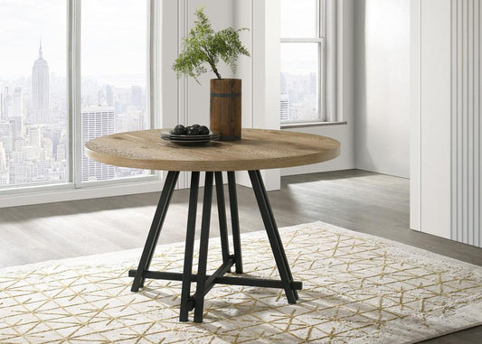 Lilola Home - Tate Oak Finish 47inW Round Dining Table with Metal Base-30033 veiw 1
