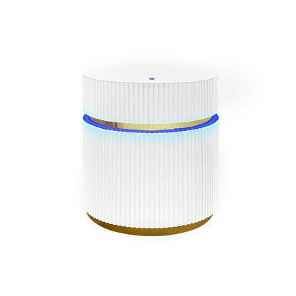 Lilola Home - Tavita 19.5in Round White Side Table with Glass Top and LED Lights in White - 98048 veiw 1