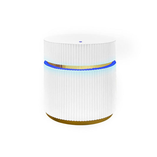 Lilola Home - Tavita 19.5in Round White Side Table with Glass Top and LED Lights in White - 98048 veiw 1