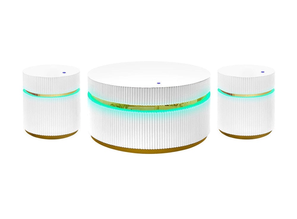 Lilola Home - Tavita 3-Piece Round Coffee Table Set with Glass Top and LED Lights in White - 98048-1 veiw 1