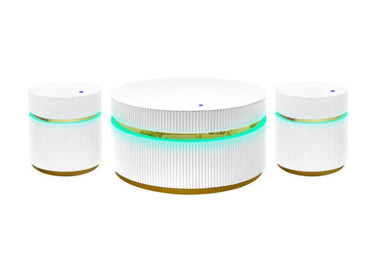 Lilola Home - Tavita 3-Piece Round Coffee Table Set with Glass Top and LED Lights in White - 98048-1 veiw 1