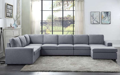 Lilola Home - Tifton Light Gray Linen 7 Seat Reversible Modular Sectional Sofa Chaise - 81802-5 veiw 2