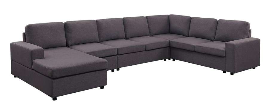 Lilola Home - Tifton Modular Sectional Sofa with Reversible Chaise in Dark Gray Linen - 81801-5_CLOSEOUT veiw 1