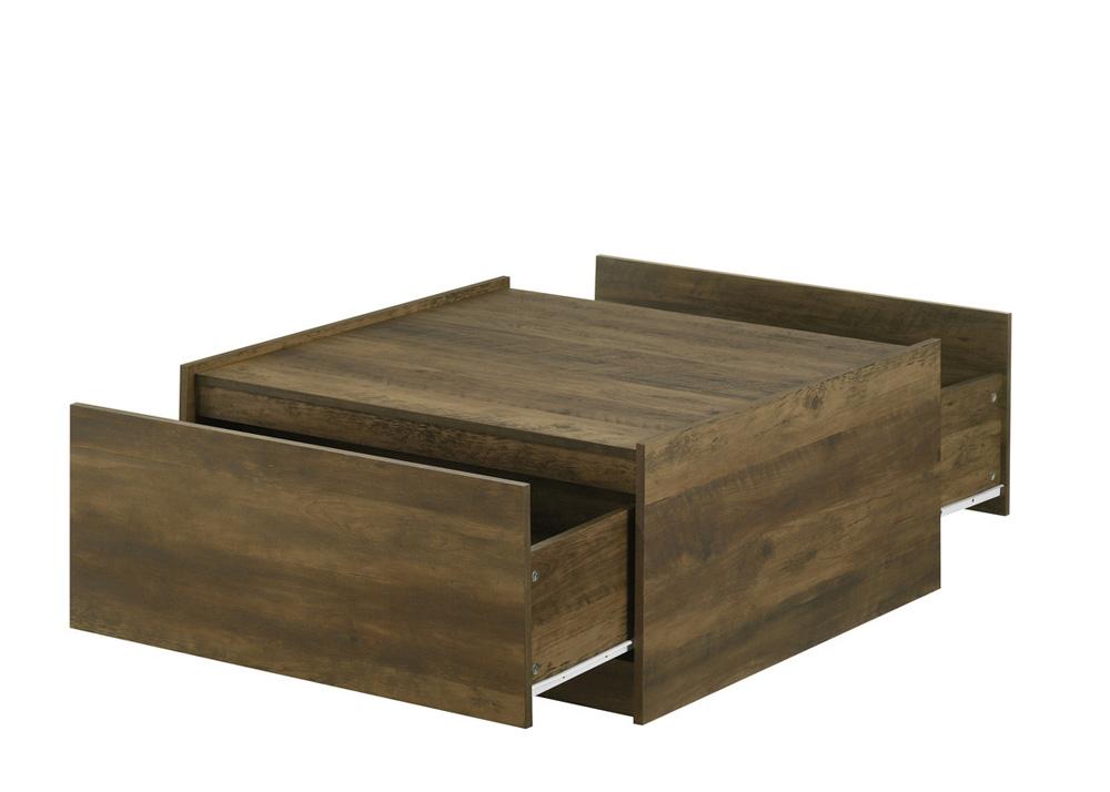 Lilola Home - Travon 31.5inW Oak Finish Square Coffee Table with 2 Drawers-97021 veiw 2