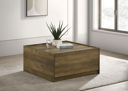 Lilola Home - Travon 31.5inW Oak Finish Square Coffee Table with 2 Drawers-97021 veiw 5