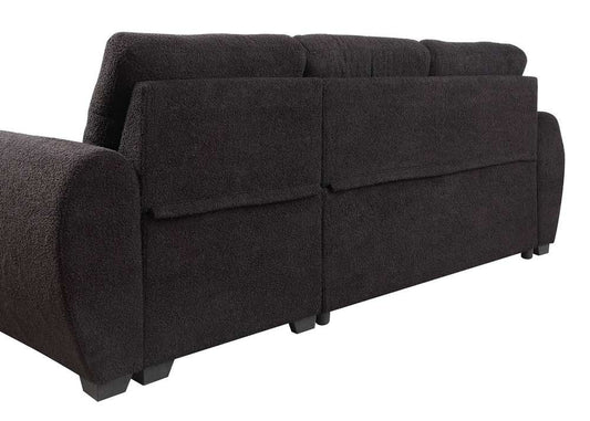 Lilola Home - Veronica 95inW Black Teddy Fleece Reversible Sleeper Sectional Sofa with Storage Chaise - 89336 veiw 2