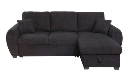 Lilola Home - Veronica 95inW Black Teddy Fleece Reversible Sleeper Sectional Sofa with Storage Chaise - 89336 veiw 4