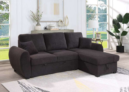 Lilola Home - Veronica 95inW Black Teddy Fleece Reversible Sleeper Sectional Sofa with Storage Chaise - 89336 veiw 5