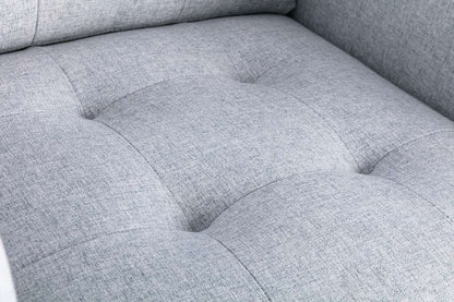 Lilola Home - Victoria Light Gray Linen Fabric Armchair with Metal Legs, Side Pockets, and Pillow - 88865LG-C veiw 5