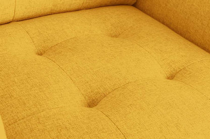 Lilola Home - Victoria Yellow Linen Fabric Armchair with Metal Legs, Side Pockets, and Pillow - 88865YW-C veiw 4