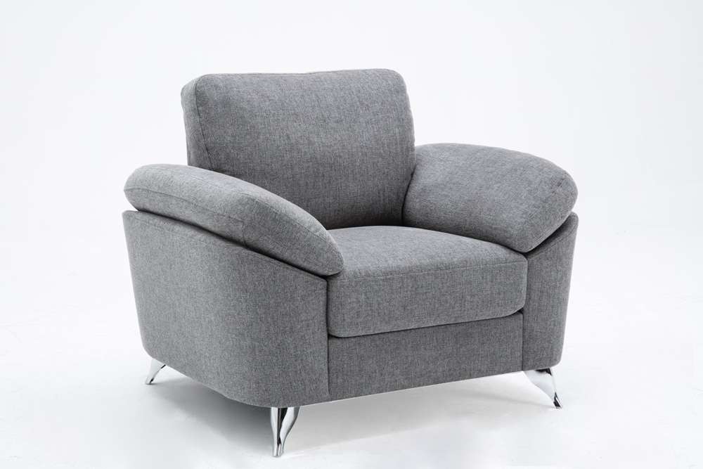 Lilola Home - Villanelle Light Gray Linen Chair with Chrome Finish Legs - 89732-C veiw 2