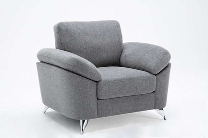 Lilola Home - Villanelle Light Gray Linen Chair with Chrome Finish Legs - 89732-C veiw 2