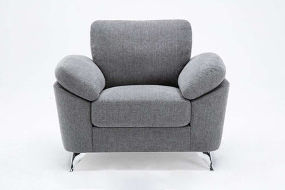 Lilola Home - Villanelle Light Gray Linen Chair with Chrome Finish Legs - 89732-C veiw 3