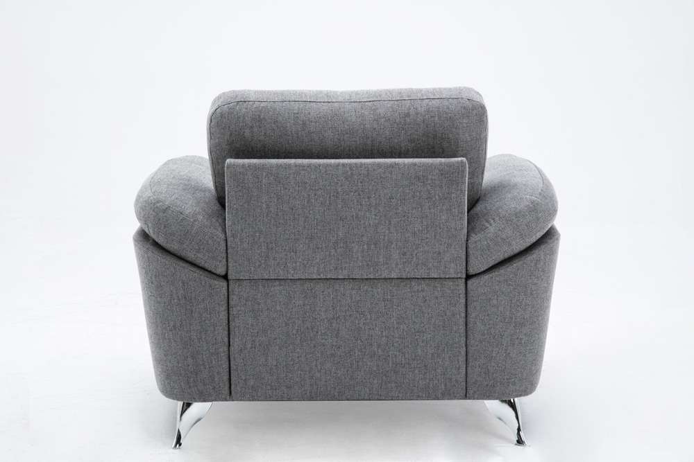 Lilola Home - Villanelle Light Gray Linen Chair with Chrome Finish Legs - 89732-C veiw 4