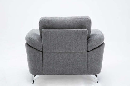 Lilola Home - Villanelle Light Gray Linen Chair with Chrome Finish Legs - 89732-C veiw 4