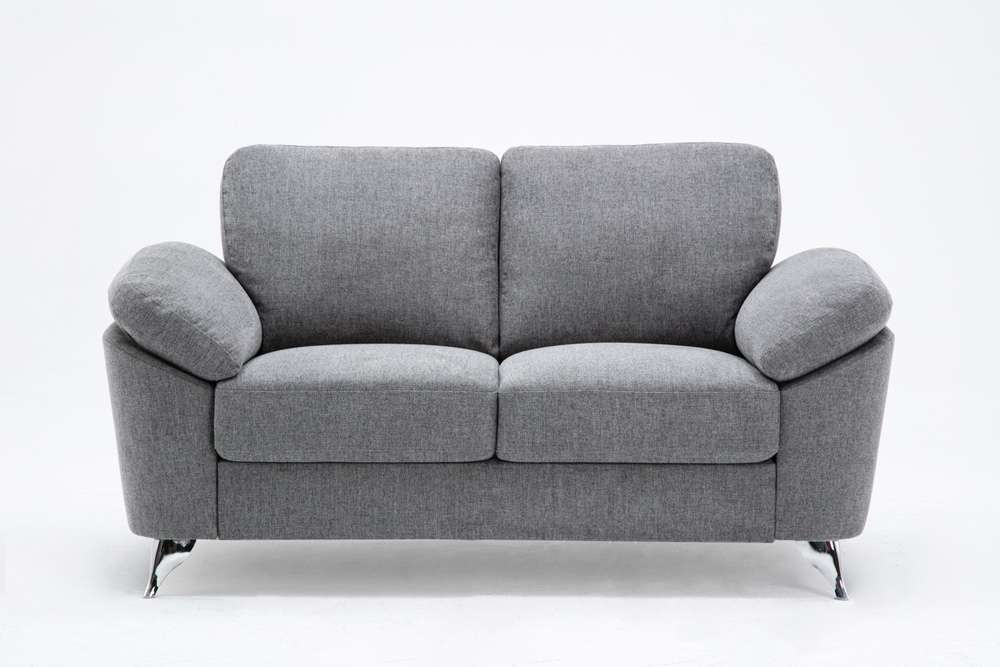 Lilola Home - Villanelle Light Gray Linen Loveseat with Chrome Finish Legs - 89732-L veiw 3