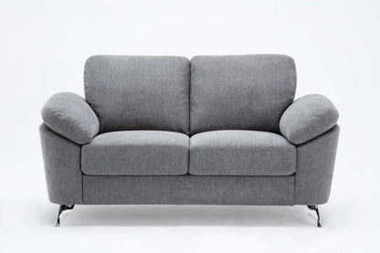 Lilola Home - Villanelle Light Gray Linen Loveseat with Chrome Finish Legs - 89732-L veiw 3