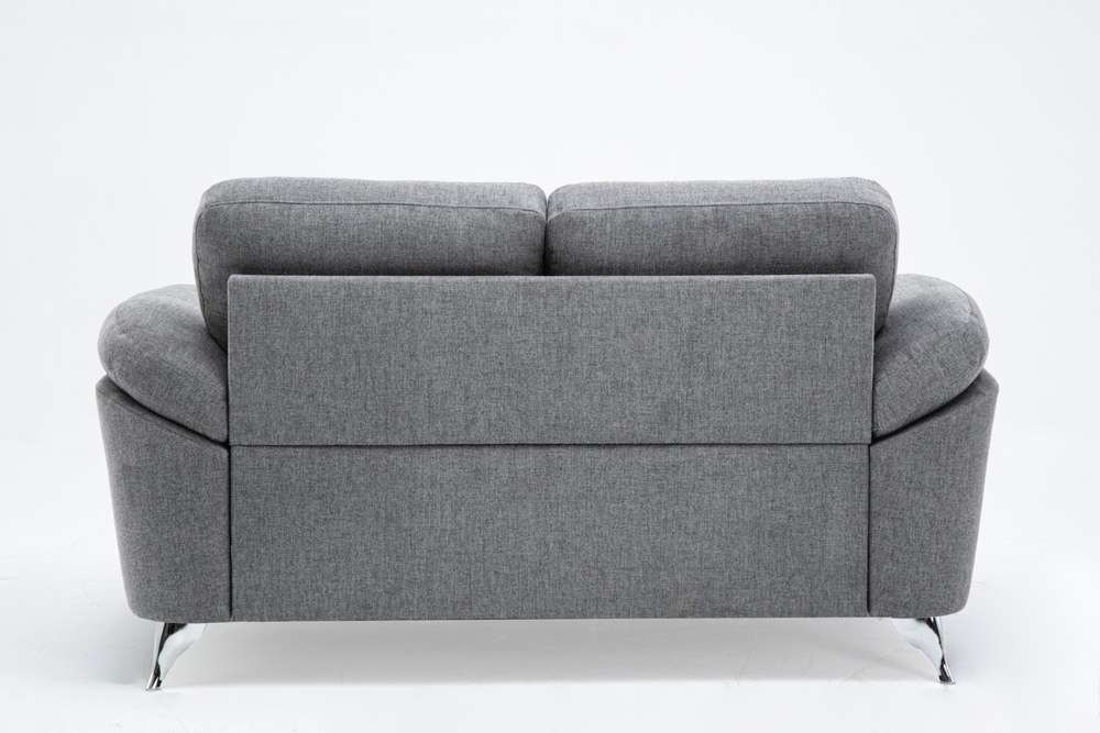 Lilola Home - Villanelle Light Gray Linen Loveseat with Chrome Finish Legs - 89732-L veiw 4