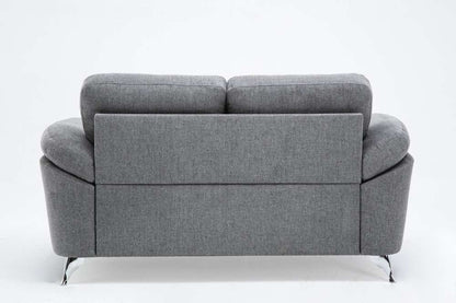 Lilola Home - Villanelle Light Gray Linen Loveseat with Chrome Finish Legs - 89732-L veiw 4