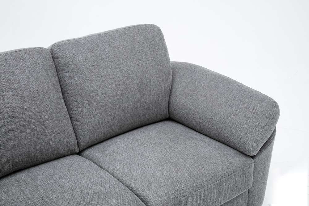 Lilola Home - Villanelle Light Gray Linen Loveseat with Chrome Finish Legs - 89732-L veiw 5