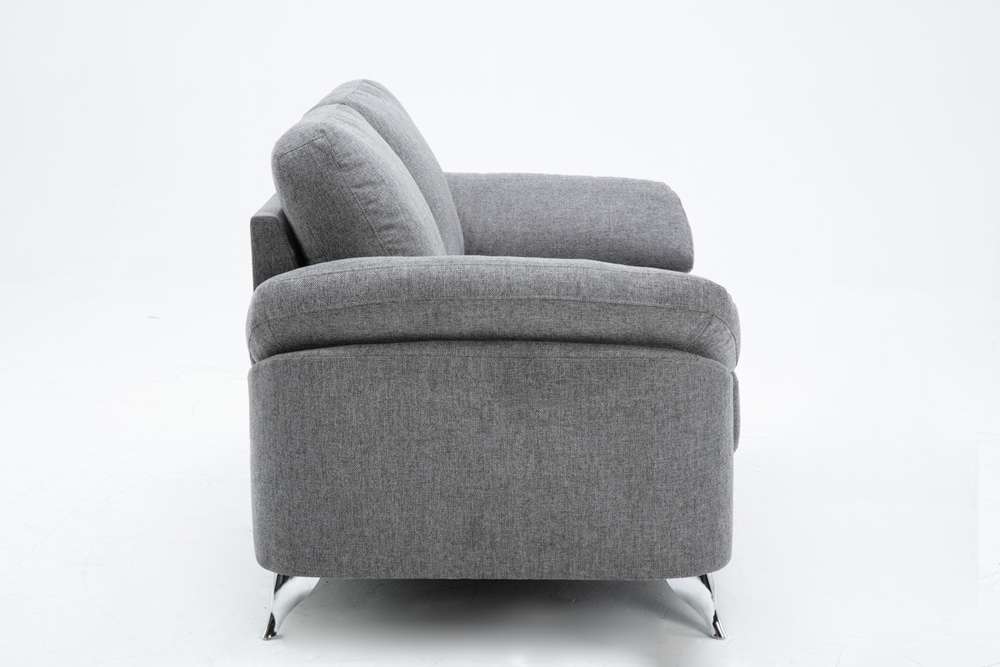 Lilola Home - Villanelle Light Gray Linen Loveseat with Chrome Finish Legs - 89732-L veiw 6
