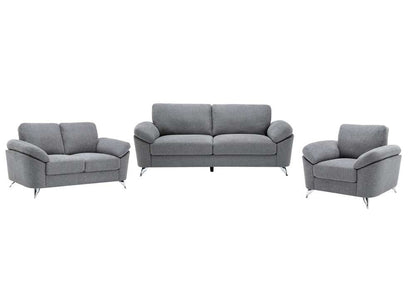 Lilola Home - Villanelle Light Gray Linen Sofa Loveseat Chair Living Room Set - 89732-SLC veiw 1