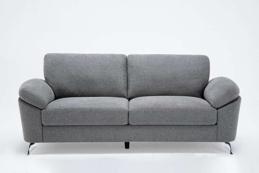 Lilola Home - Villanelle Light Gray Linen Sofa Loveseat Chair Living Room Set - 89732-SLC veiw 4