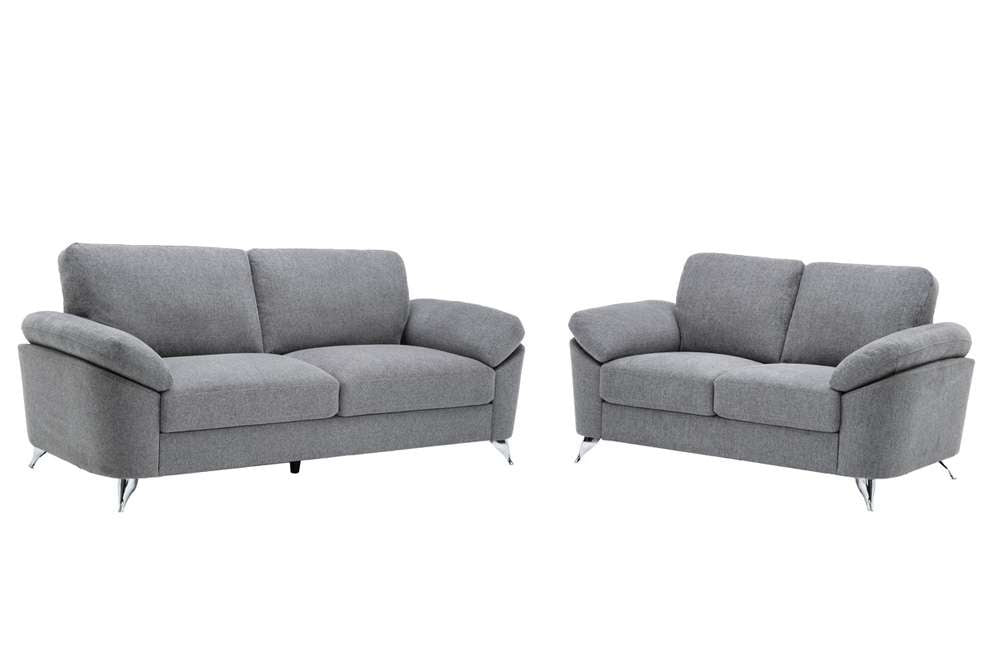 Lilola Home - Villanelle Light Gray Linen Sofa Loveseat Living Room Set - 89732-SL veiw 1