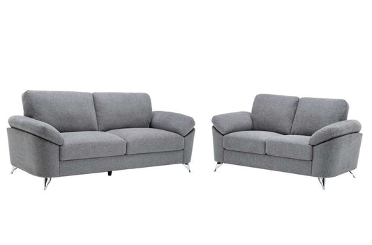 Lilola Home - Villanelle Light Gray Linen Sofa Loveseat Living Room Set - 89732-SL veiw 1