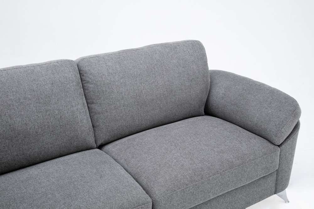 Lilola Home - Villanelle Light Gray Linen Sofa with Chrome Finish Legs - 89732-S veiw 4
