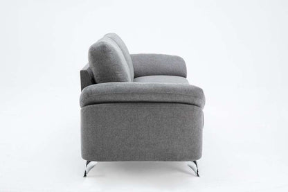 Lilola Home - Villanelle Light Gray Linen Sofa with Chrome Finish Legs - 89732-S veiw 5
