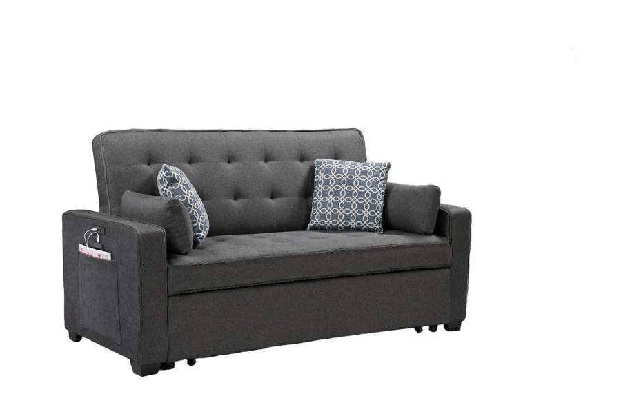 Lilola Home - William Modern Gray Fabric  Sleeper Sofa with 2 USB Charging Ports and 4 Accent Pillows - 83014 veiw 4