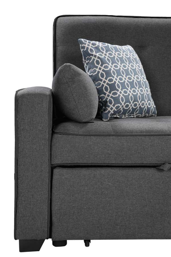 Lilola Home - William Modern Gray Fabric  Sleeper Sofa with 2 USB Charging Ports and 4 Accent Pillows - 83014 veiw 5
