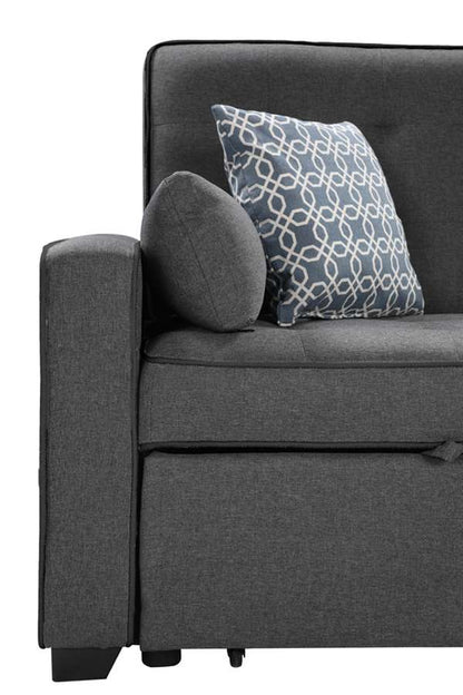 Lilola Home - William Modern Gray Fabric  Sleeper Sofa with 2 USB Charging Ports and 4 Accent Pillows - 83014 veiw 5