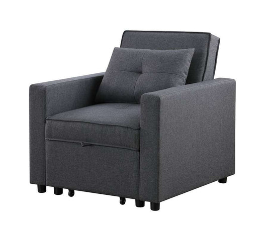 Lilola Home - Zoey Dark Gray Linen Convertible Sleeper Chair with Side Pocket - 81352 veiw 1