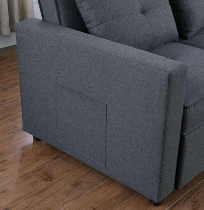 Lilola Home - Zoey Dark Gray Linen Convertible Sleeper Chair with Side Pocket - 81352 veiw 3