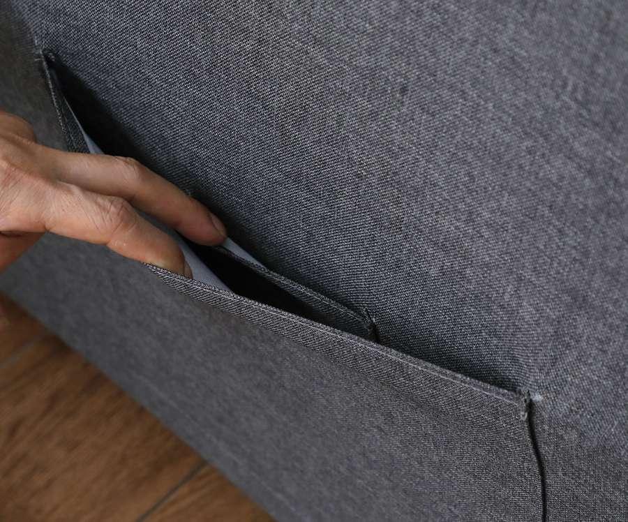 Lilola Home - Zoey Dark Gray Linen Convertible Sleeper Chair with Side Pocket - 81352 veiw 4